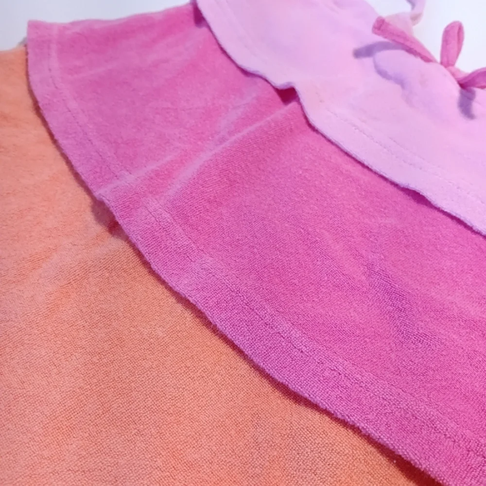 Vintage Girls' Pink and Orange Tiered Swim Coverup Size 24M